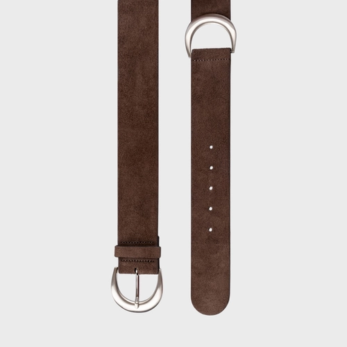 Cinto Moon Grosso Couro Suede Marrom Ganache