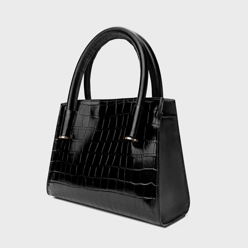 Bolsa Tote Beatrice Pequena Couro Croco Preto
