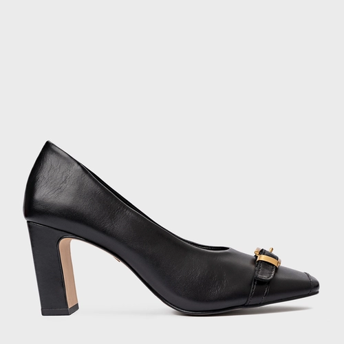 Scarpin Legacy Salto Bloco Couro Preto
