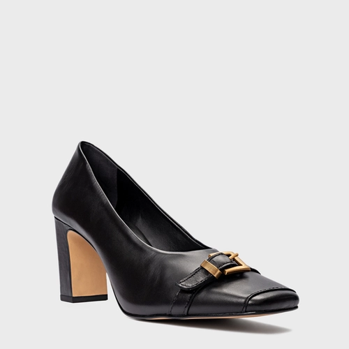 Scarpin Legacy Salto Bloco Couro Preto