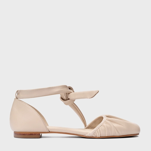 Sapatilha Slingback Ripple Lace Up Couro Off White Cotton