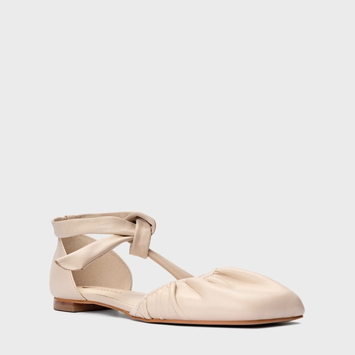 Sapatilha Slingback Ripple Lace Up Couro Off White Cotton