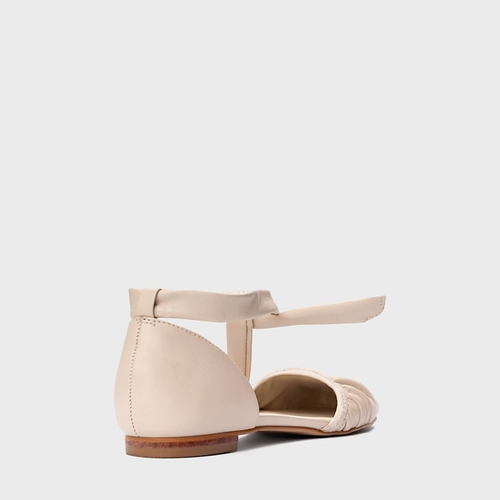 Sapatilha Slingback Ripple Lace Up Couro Off White Cotton