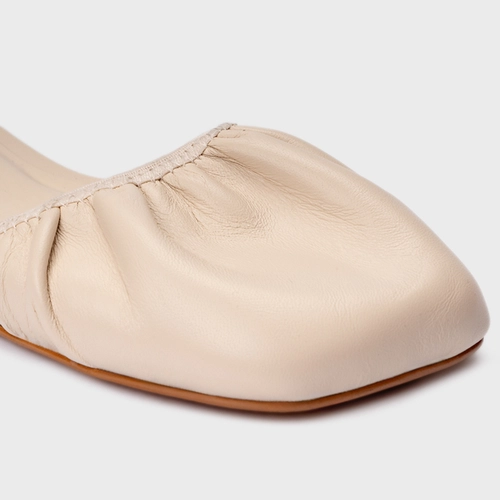 Sapatilha Slingback Ripple Lace Up Couro Off White Cotton
