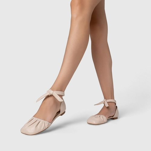 Sapatilha Slingback Ripple Lace Up Couro Off White Cotton