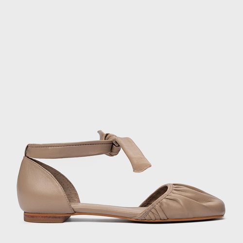 Sapatilha Slingback Ripple Lace Up Couro Bege Funghi