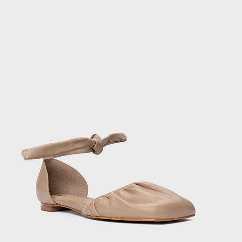 Sapatilha Slingback Ripple Lace Up Couro Bege Funghi