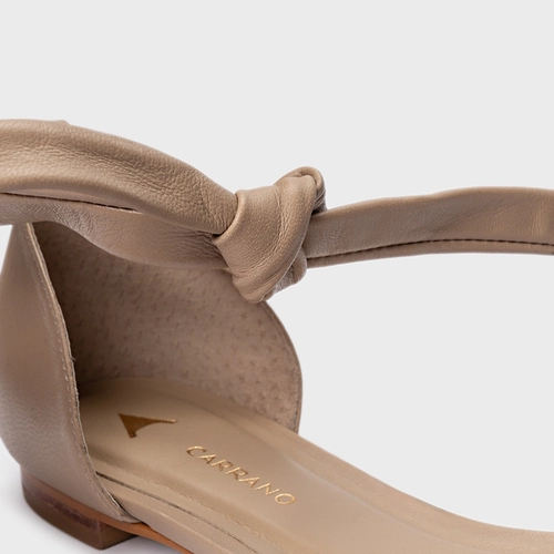 Sapatilha Slingback Ripple Lace Up Couro Bege Funghi