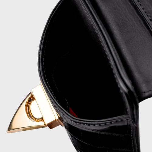 Bolsa Porta-Celular Aimé Pequena Couro Croco Preto