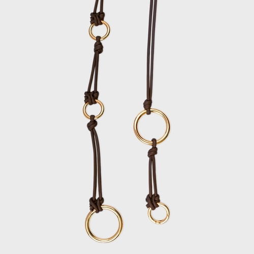 Cinto Argolas Fino Couro Marrom Dark Brown