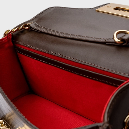 Bolsa Tiracolo Fiorella Pequena Couro Croco Marrom Dark Brown