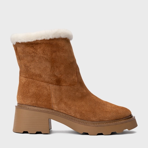 Bota Furry Tratorada Couro Suede Marrom Saddle