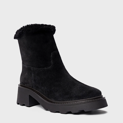 Bota Furry Tratorada Couro Suede Preto