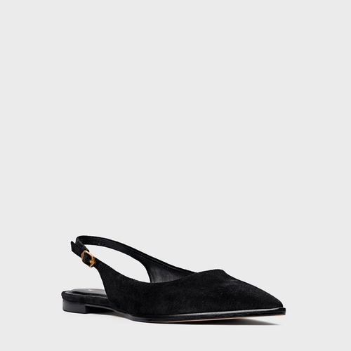 Sapatilha Slingback Chic Couro Suede Preto