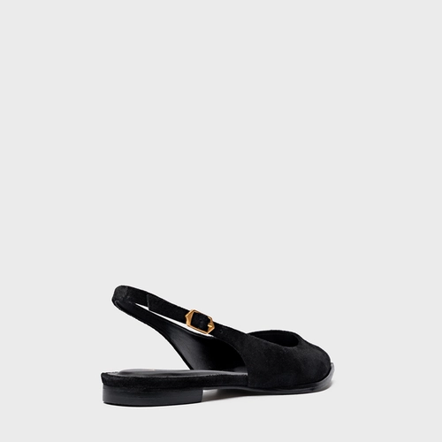 Sapatilha Slingback Chic Couro Suede Preto