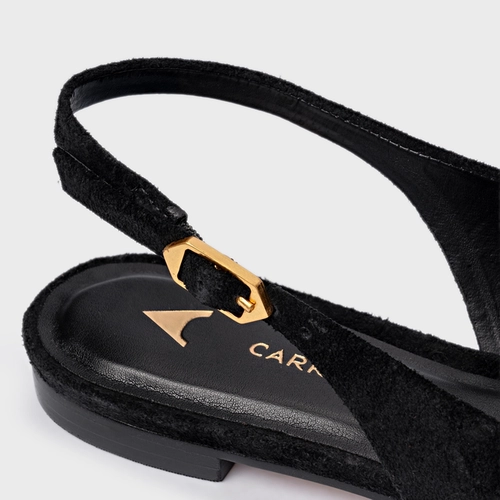 Sapatilha Slingback Chic Couro Suede Preto