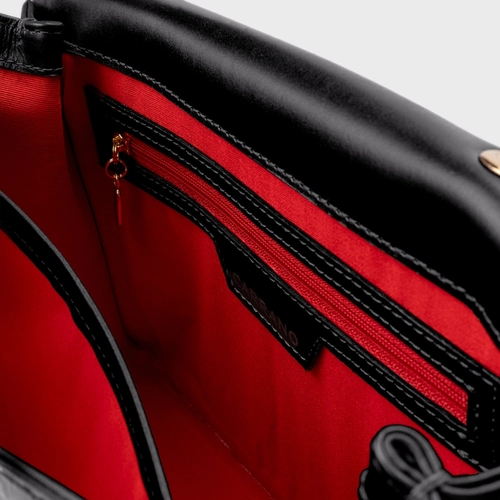 Bolsa Shoulder Catarina Média Couro Croco Preto