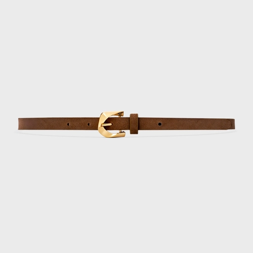 Cinto Multifacetas Fino Couro Suede Marrom Brownie