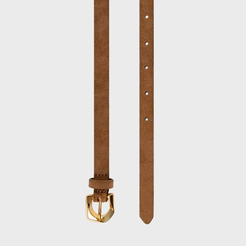 Cinto Multifacetas Fino Couro Suede Marrom Brownie