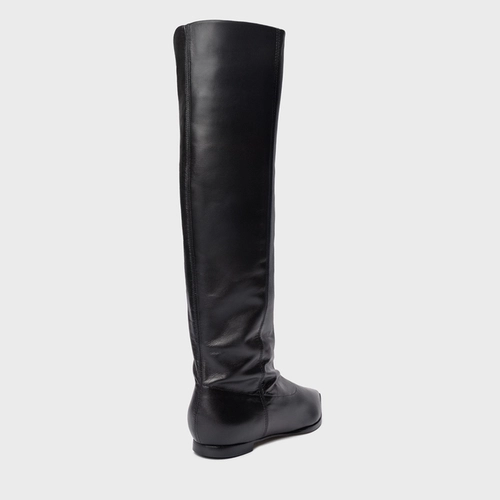 Bota Bico Alongado Cano Alto Couro Preto