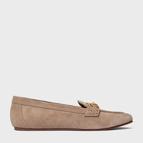 Loafer Dockside Bridão Couro Suede Bege Funghi