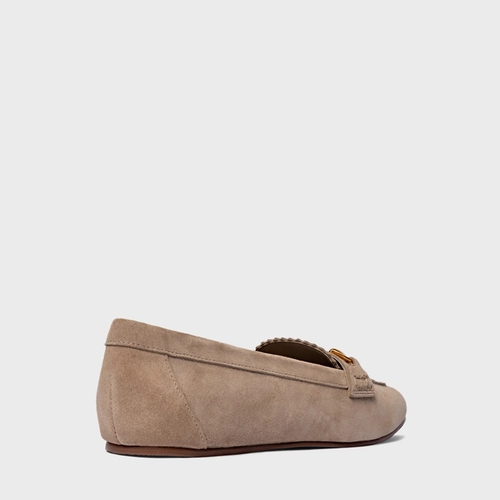 Loafer Dockside Bridão Couro Suede Bege Funghi