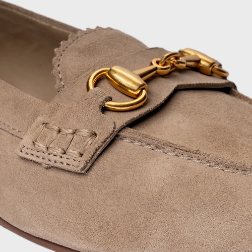 Loafer Dockside Bridão Couro Suede Bege Funghi