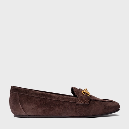 Loafer Dockside Bridão Couro Suede Marrom Ganache