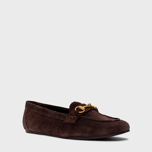 Loafer Dockside Bridão Couro Suede Marrom Ganache