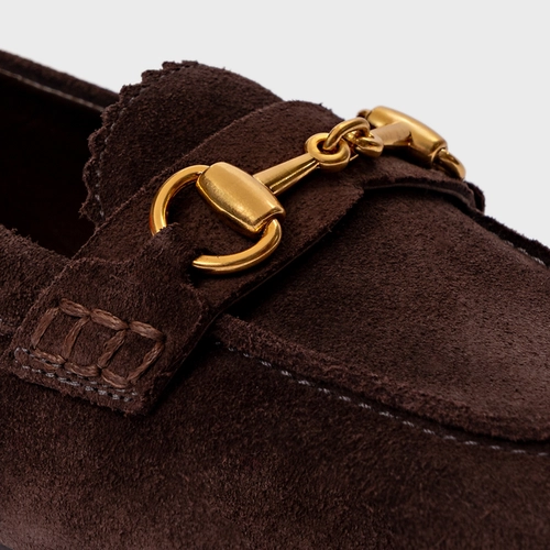 Loafer Dockside Bridão Couro Suede Marrom Ganache