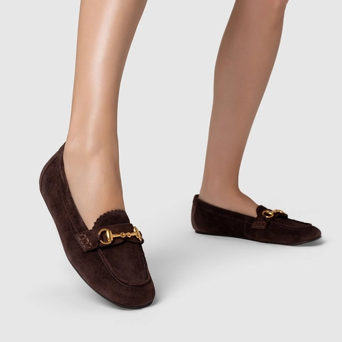 Loafer Dockside Bridão Couro Suede Marrom Ganache
