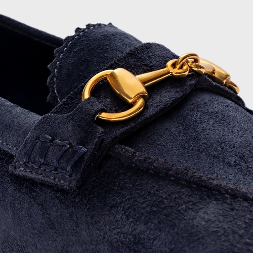Loafer Dockside Bridão Couro Suede Azul Navy