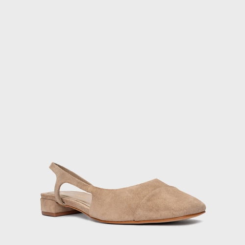 Sapatilha Slingback Cap Toe Couro Suede Bege Funghi