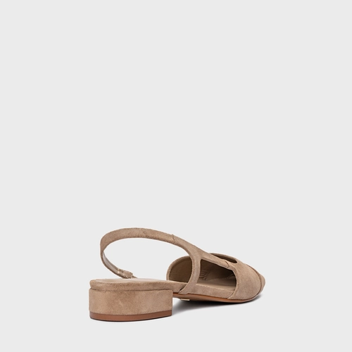 Sapatilha Slingback Cap Toe Couro Suede Bege Funghi