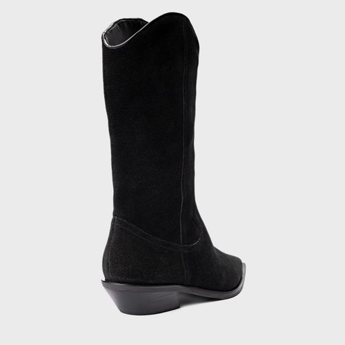 Bota Western Daily Salto Bloco Couro Suede Preto