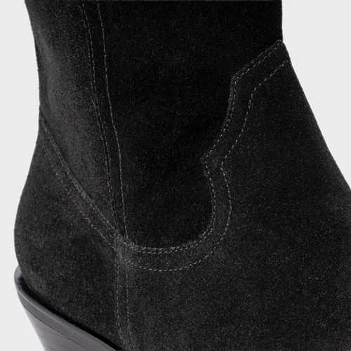 Bota Western Daily Salto Bloco Couro Suede Preto