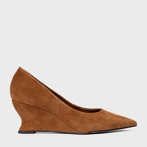 Scarpin Francis Anabela Couro Suede Marrom Saddle