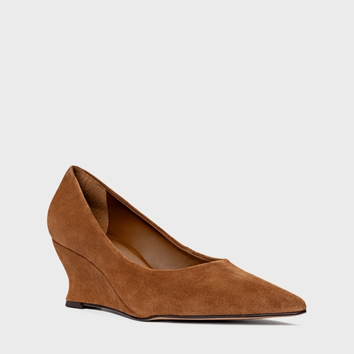 Scarpin Francis Anabela Couro Suede Marrom Saddle