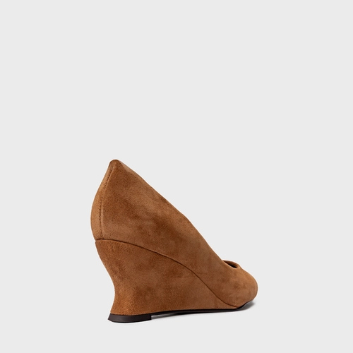 Scarpin Francis Anabela Couro Suede Marrom Saddle