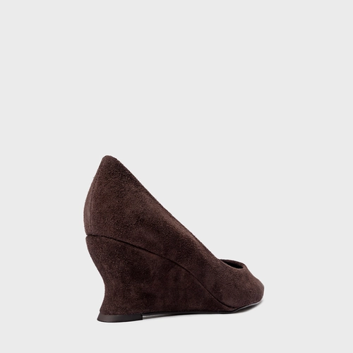 Scarpin Francis Anabela Couro Suede Marrom Ganache