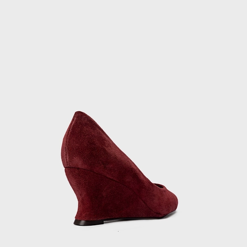 Scarpin Francis Anabela Couro Suede Vinho Mahogany