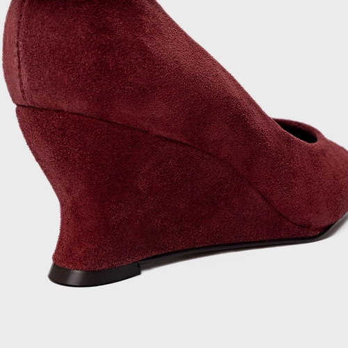 Scarpin Francis Anabela Couro Suede Vinho Mahogany