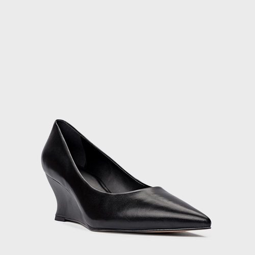 Scarpin Francis Anabela Couro Preto