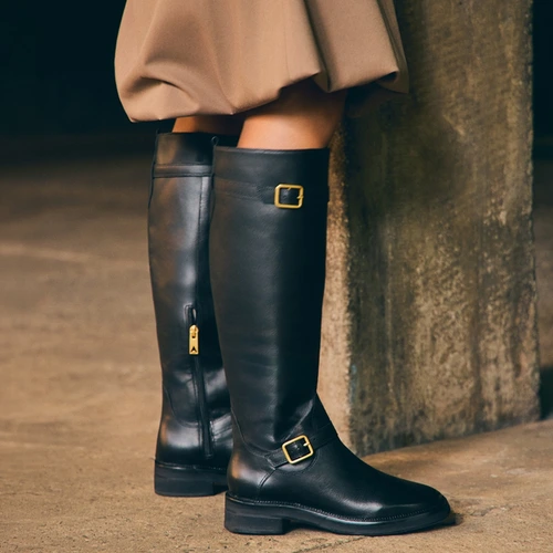 Bota Urban Cano Alto Couro Preto