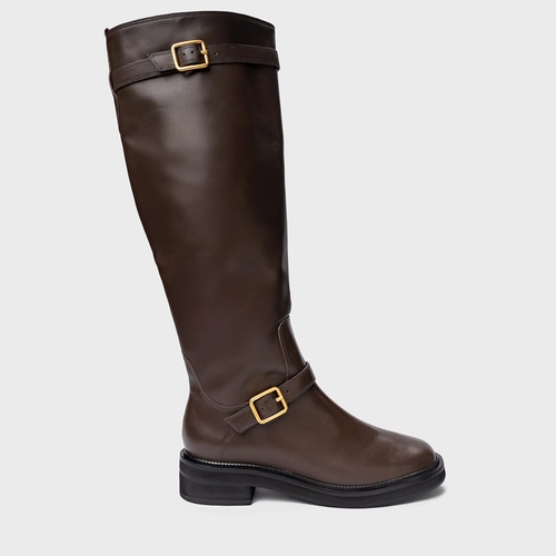 Bota Urban Cano Alto Couro Marrom Dark Brown