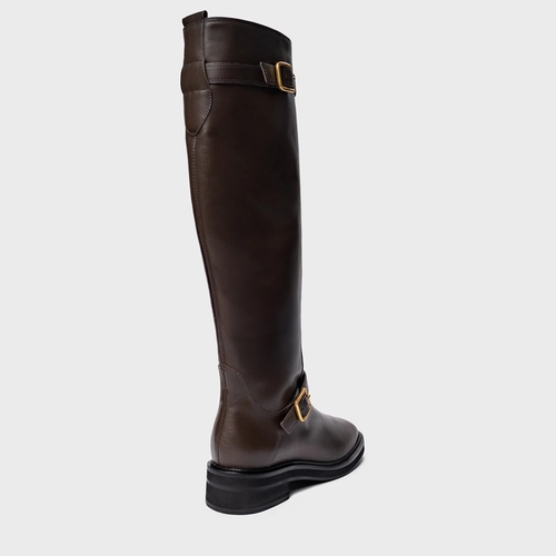 Bota Urban Cano Alto Couro Marrom Dark Brown