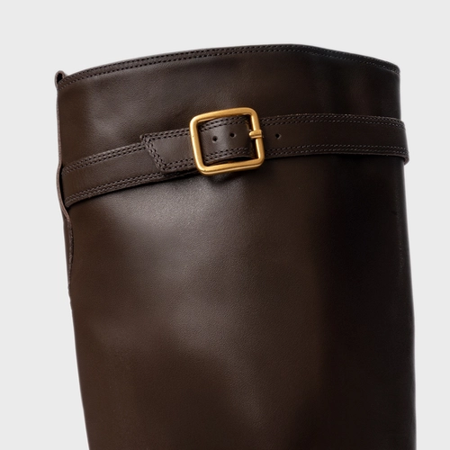 Bota Urban Cano Alto Couro Marrom Dark Brown
