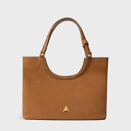 Bolsa Shopping Ashley Média Couro Suede Marrom Saddle