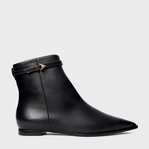 Bota Minimalist Bico Alongado Couro Preto