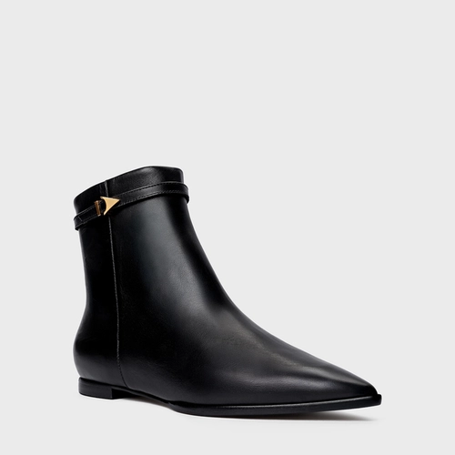 Bota Minimalist Bico Alongado Couro Preto